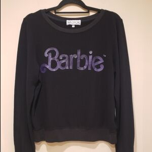 PRE-OWNED WILDFOX Black Crewneck Pullover Knit Shirt  with Purple Barbie Logo 🛍